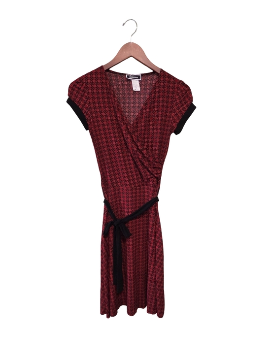 cafucino Dresses & Skirts - Wrap Midi Dress in Red & Black Houndstooth